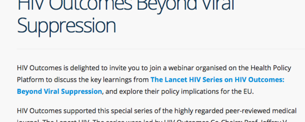 Webinar on The Lancet HIV Series: HIV Outcomes Beyond Viral Suppression